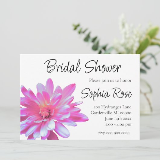 Roze madelief roze bloem roze bloem bruids douche kaart (Staand voorkant)