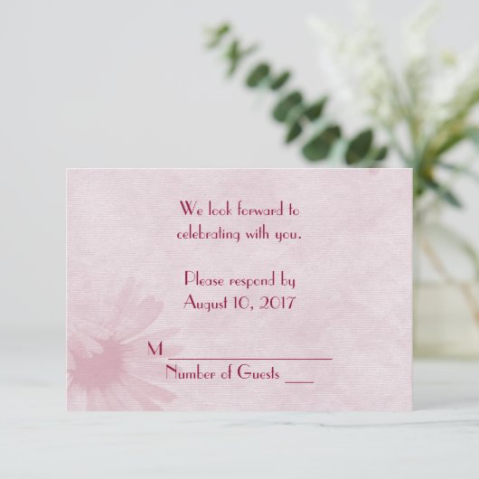 Roze Madelief RSVP Kaart (Staand voorkant)