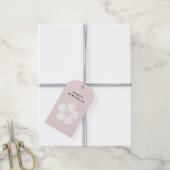 Roze Madelief Verjaardag Cadeaulabel (Met Touw)
