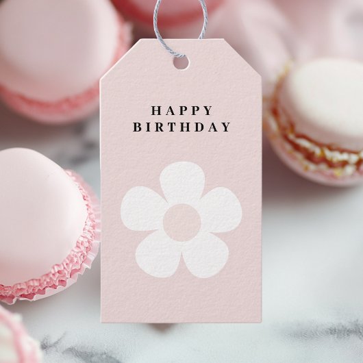 Roze Madelief Verjaardag Cadeaulabel