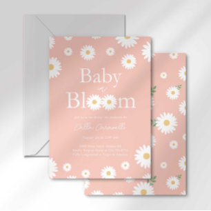 Roze Madeliefje Baby in Bloei Babyshower Uitnodigi Kaart