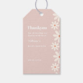 Roze Madeliefje babyshower bloem bedankje Cadeaulabel (Voorkant)