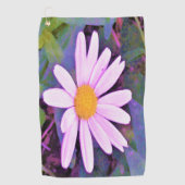 Roze Madeliefje Bloem Golfhanddoek (Voorkant)