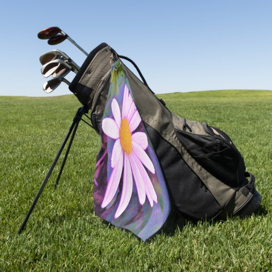 Roze Madeliefje Bloem Golfhanddoek (Groen)