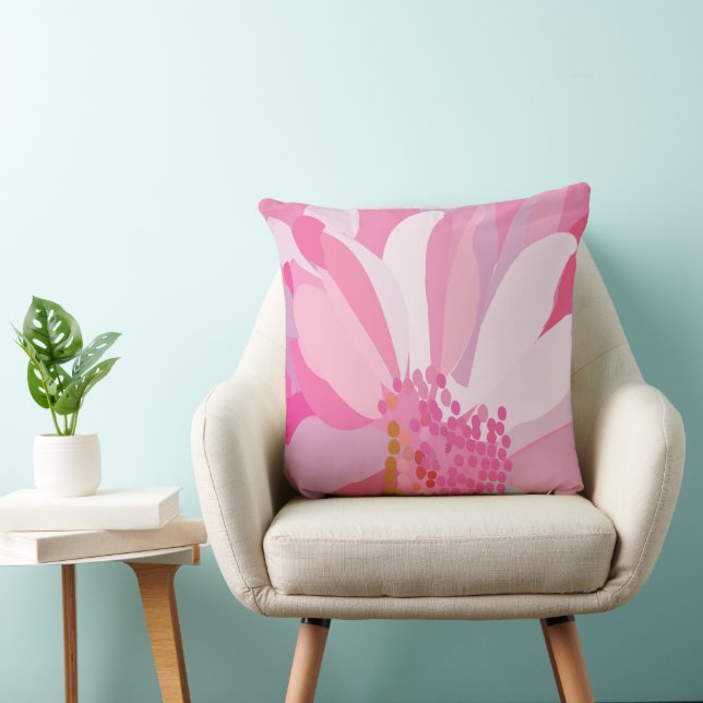 Roze Madeliefje Bloem Kussen (Stoel)