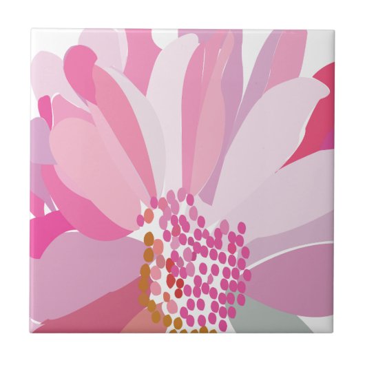 Roze Madeliefje Bloem Tegeltje (Voorkant)