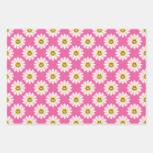Roze madeliefje bloemstrepen polka stippen inpakpapier vel (Voorkant)
