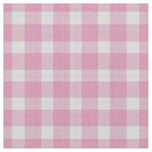 Roze madeliefje en wit geruit gingham plaid stof