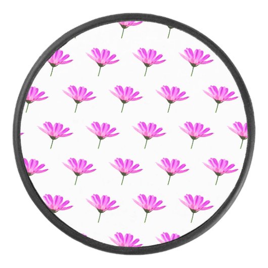 Roze Madeliefje Hockey Puck (Voorkant)