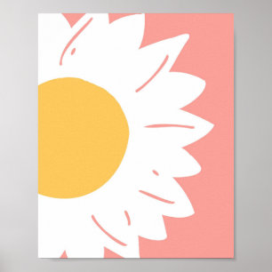Roze Madeliefje – Minimalistische Bloemige Muurkun Poster