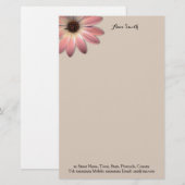 Roze Madeliefje - Nertsleer Textuur Afbeelding Ach Briefpapier (Voorkant / Achterkant)