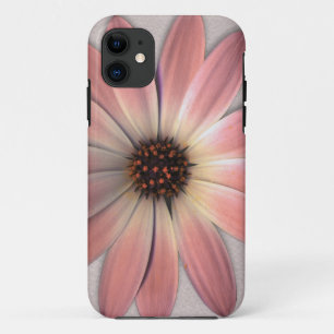 Roze Madeliefje - Nertsleer Textuur Afbeelding Ach iPhone 11 Hoesje