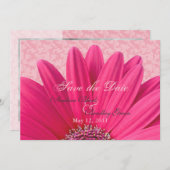 Roze Madeliefje Save the Date Aankondiging Uitnodi (Voorkant / Achterkant)