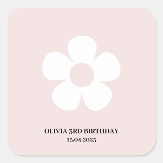 Roze Madeliefje Verjaardag | Etiket voor Feest Fav (Voorkant)