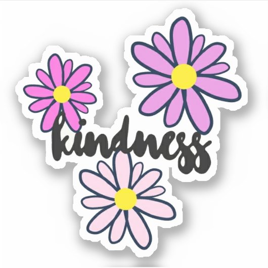Roze madeliefje vriendelijkheid sticker (Voorkant)