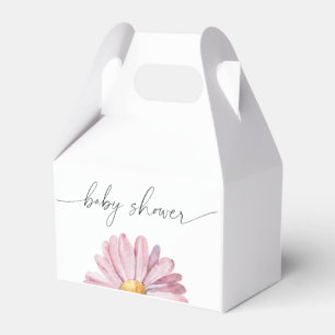 Roze madeliefje wilde bloem - Baby shower Bedankdoosjes