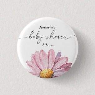 Roze madeliefje wilde bloem - Baby shower Ronde Button 3,2 Cm