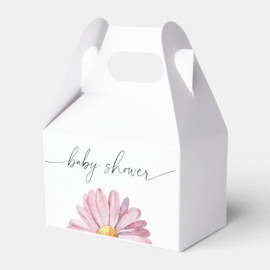 Roze madeliefje Wildflower - Baby shower Bedankdoosjes (Voorkant Zijde)