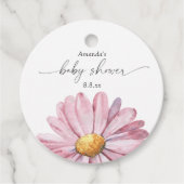 Roze madeliefje Wildflower - Baby shower Bedankjes Labels (Voorkant)