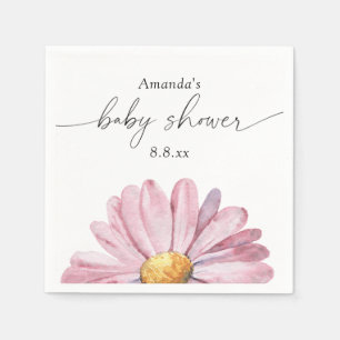 Roze madeliefje Wildflower - Baby shower Servet