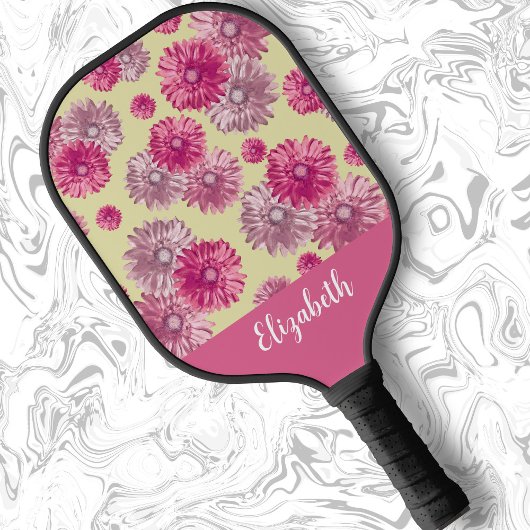  roze madeliefjes bloemenstijl cadeau voor mama pickleball paddle
