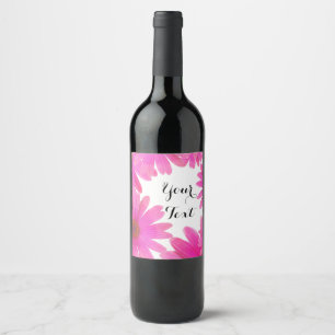 Roze Madeliefjes Bloemige Madeliefjes Elegante Wij Wijn Etiket