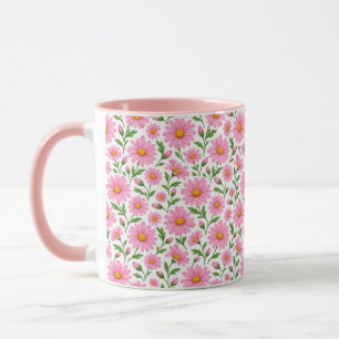 Roze Madeliefjes Bloemmotief Koffiemok Mok