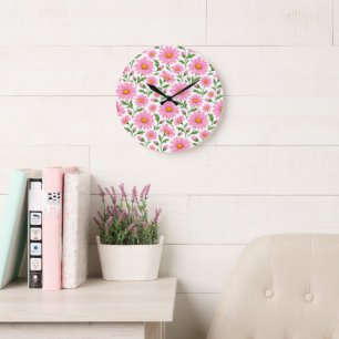 Roze Madeliefjes Bloemmotief Wandklok