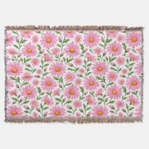 Roze Madeliefjes Bloemmotief Worpdeken Deken