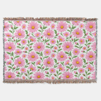 Roze Madeliefjes Bloemmotief Worpdeken Deken