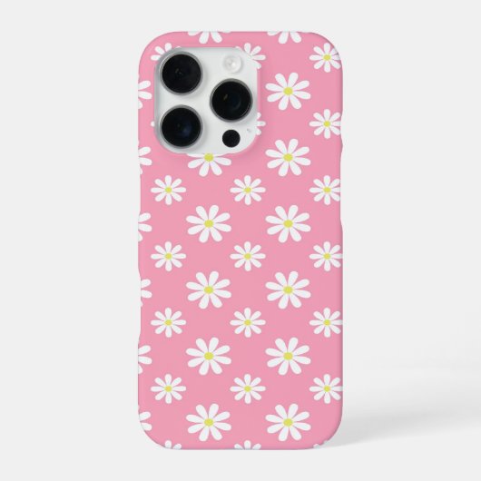 Roze madeliefjes bloempatroon iPhone hoesje (Achterkant)