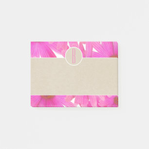 Roze Madeliefjes & Bruin Kraft Landelijk Monogram Post-it® Notes