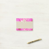 Roze Madeliefjes & Bruin Kraft Landelijk Monogram Post-it® Notes (Op bureau)
