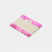 Roze Madeliefjes & Bruin Kraft Landelijk Monogram Post-it® Notes (Schuin)