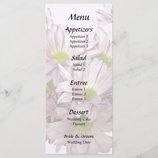 Roze Madeliefjes Chrysant Moederhart Menu (Voorkant)