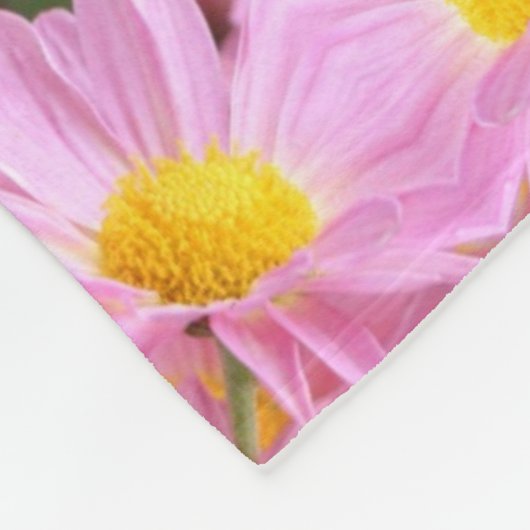  roze madeliefjes en hommel bij Abstract Fleece Deken (Hoek)