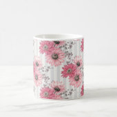  roze madeliefjes gestreept bloemmotief koffiemok (Center)