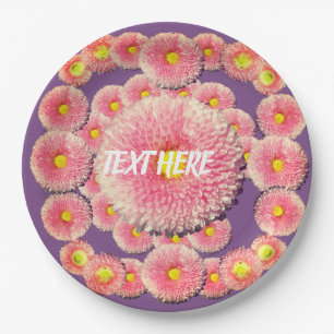 Roze madeliefjes  Houtvrij papier borden 23 cm Papieren Bordje