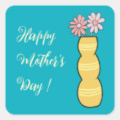 Roze madeliefjes in een vaas Moederdag Sticker (Voorkant)