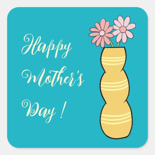 Roze madeliefjes in een vaas Moederdag Sticker (Voorkant)