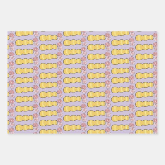 Roze madeliefjes in een vaas verpakken papier plat inpakpapier vel (Voorkant 3)