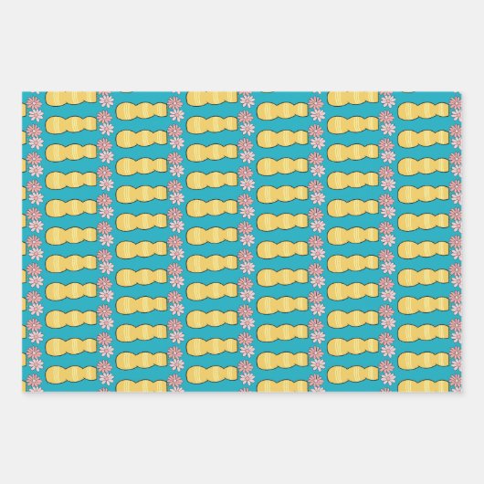 Roze madeliefjes in een vaas verpakken papier plat inpakpapier vel (Voorkant)