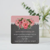 Roze madeliefjes krans krijtbord ontvangst alleen kaart (Staand voorkant)