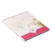 Roze madeliefjes monogram notitieblok (Schuin)