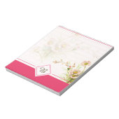 Roze madeliefjes monogram notitieblok (Linkerzijde)