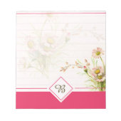 Roze madeliefjes monogram notitieblok (Voorkant)