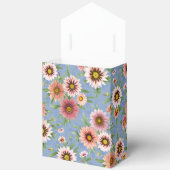 roze madeliefjes op blauw bloemmotief bedankdoosjes (Open)