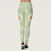 Roze madeliefjes op een lichtgroene achtergrond leggings (Achterkant)