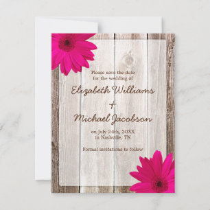 Roze Madeliefjes Rustieke Schuur Save the Date Aan