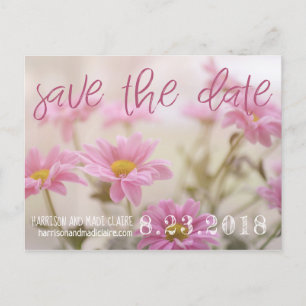 Roze Madeliefjes Save The Date Kaart Romantische B